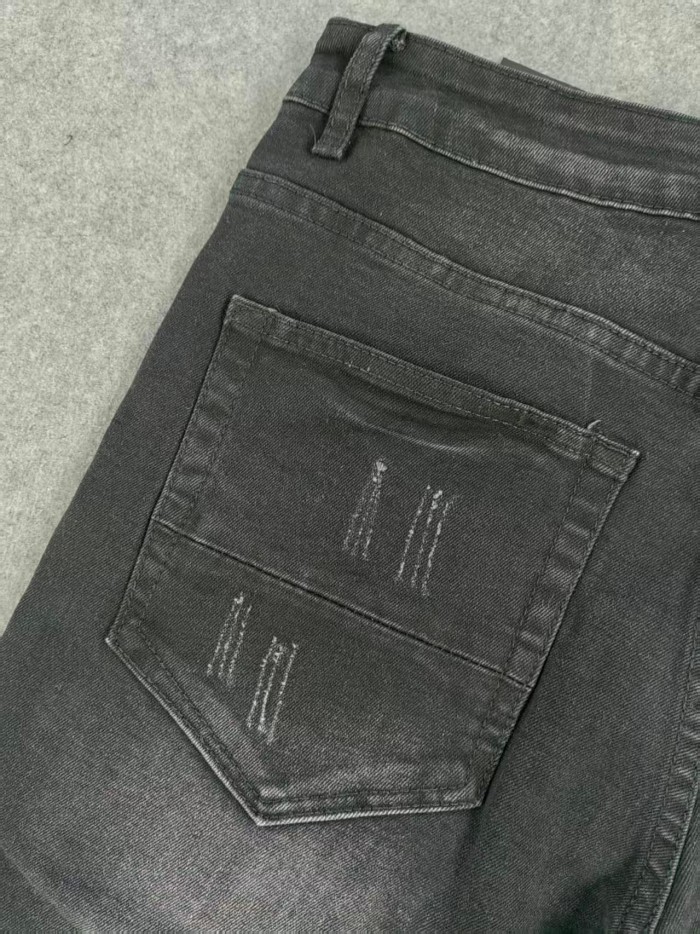 Amiri New Spring Autumn Black Slim Flare Ripped Patch Streetwear Jeans 29310922