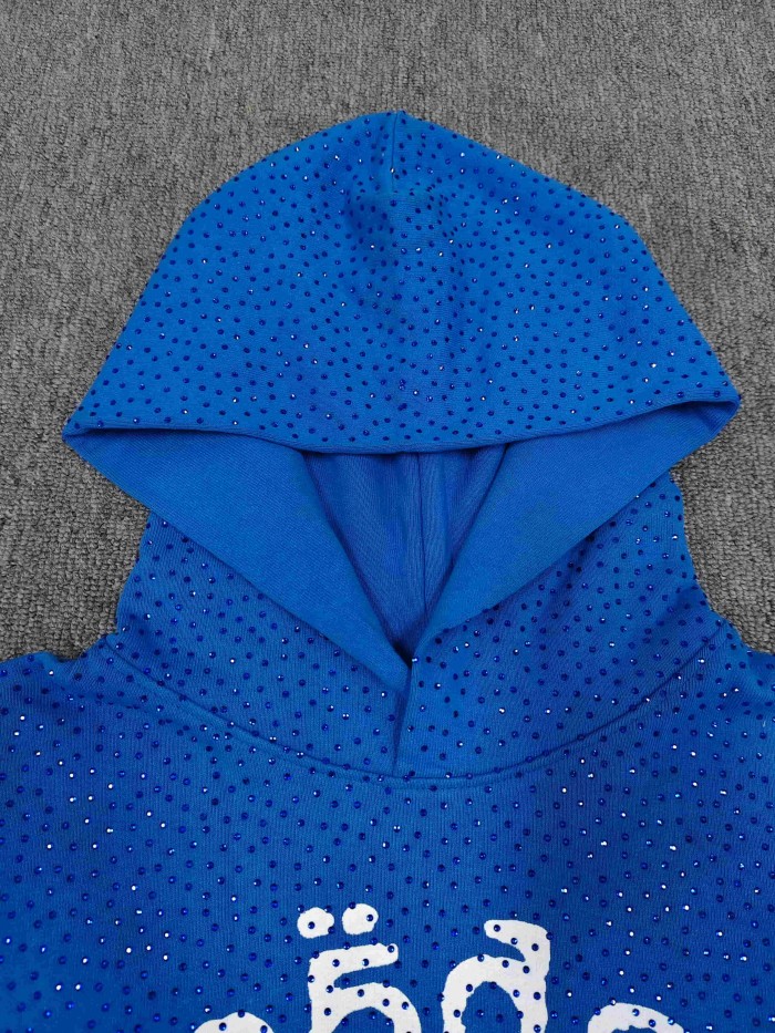 Sp5der 1:1 quality version All Over Star Hotfix Rhinestone Curved 3D Letter Print Hoodie 2 colors 29487435