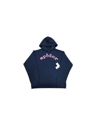 Sp5der 1:1 quality version All Over Star Hotfix Rhinestone Curved 3D Pink Letter Print Hoodie 29487469