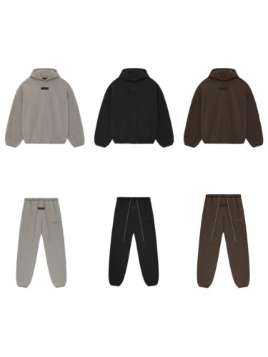 Fear Of God (Essentials) [Big & Tall for weights up to 220 lbs]1:1 quality version Three-dimensional rubber label letter LOGO Hoodie & Sweatpants Set 3 colors 27332671