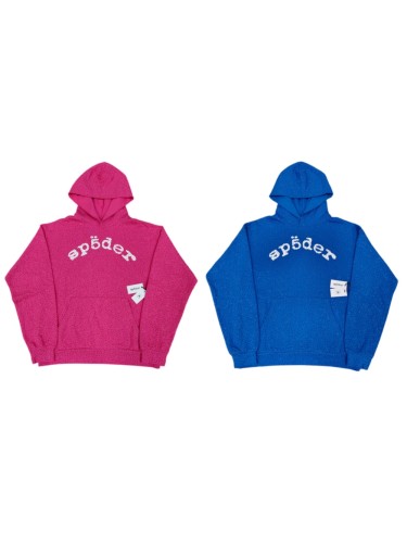 Sp5der 1:1 quality version All Over Star Hotfix Rhinestone Curved 3D Letter Print Hoodie 2 colors 29487435