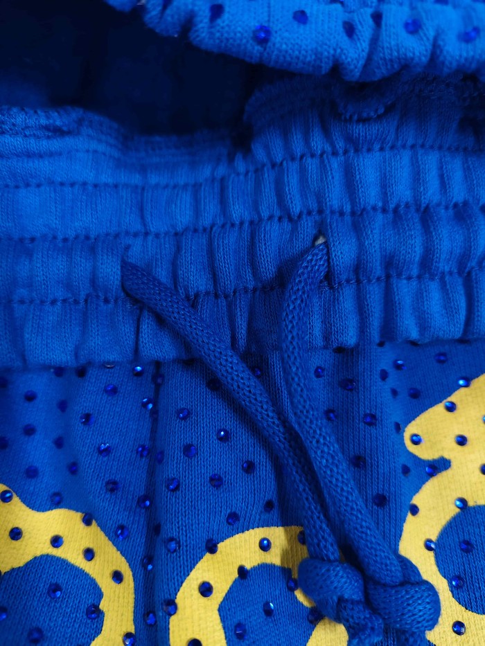 Sp5der 1:1 quality version All Over Starry Rhinestone Curved 3D Letter Print Shorts 7 colors 29487674