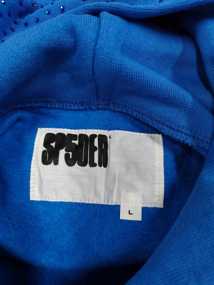 Sp5der 1:1 quality version All Over Star Hotfix Rhinestone Curved 3D Letter Print Hoodie 2 colors 29487435