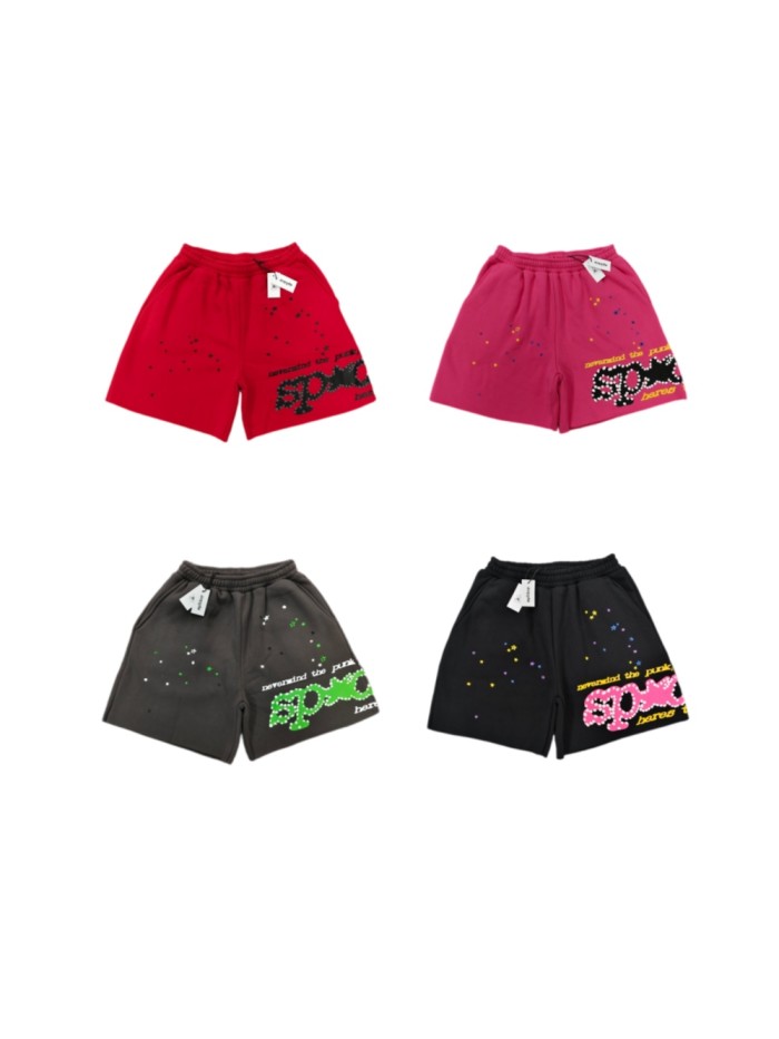 Sp5der Star 3D Raised Dot Foam Letter Slogan Print Shorts 4 colors 29487731