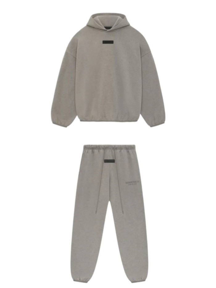 [50% Off]Fear Of God (Essentials) [Big & Tall for weights up to 220 lbs]1:1 quality version Three-dimensional rubber label letter LOGO Hoodie & Sweatpants Set 3 colors 27332671