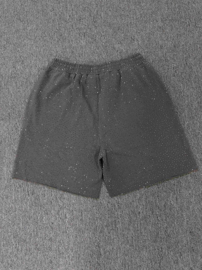 Sp5der 1:1 quality version All Over Starry Rhinestone Curved 3D Letter Print Shorts 7 colors 29487674