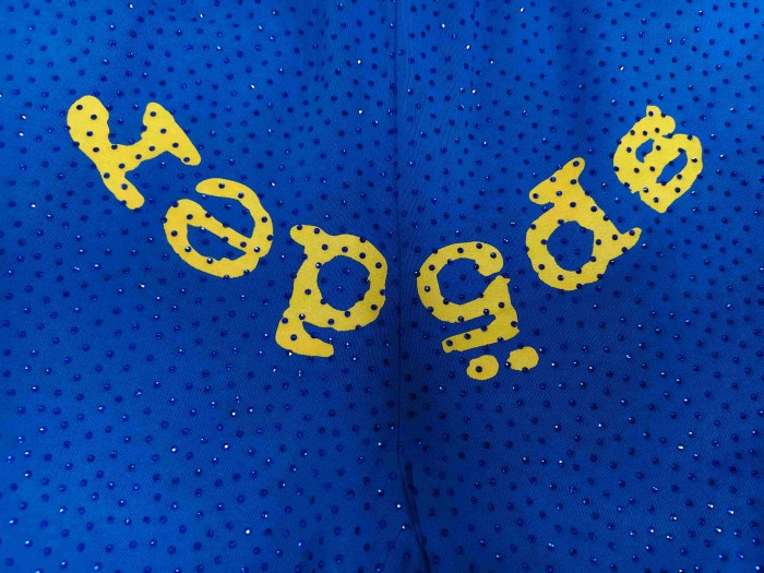Sp5der 1:1 quality version All Over Starry Rhinestone Curved 3D Letter Print Shorts 7 colors 29487674