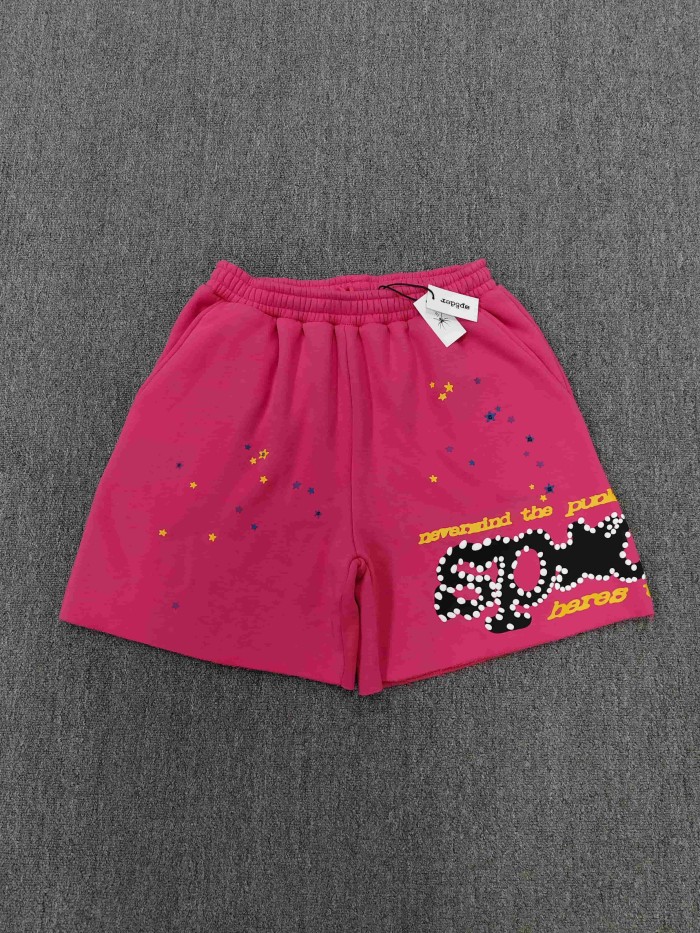 Sp5der Star 3D Raised Dot Foam Letter Slogan Print Shorts 4 colors 29487731