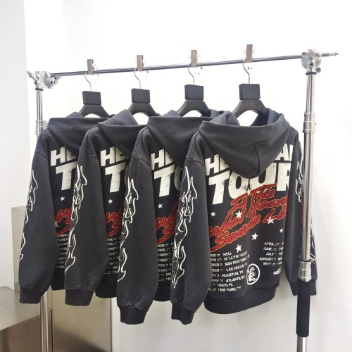 [50% Off]Hellstar Studio [Big & Tall for weights up to 260 lbs]1:1 quality version Fiery Alphabet Slogan Print Hoodie 2730827308289