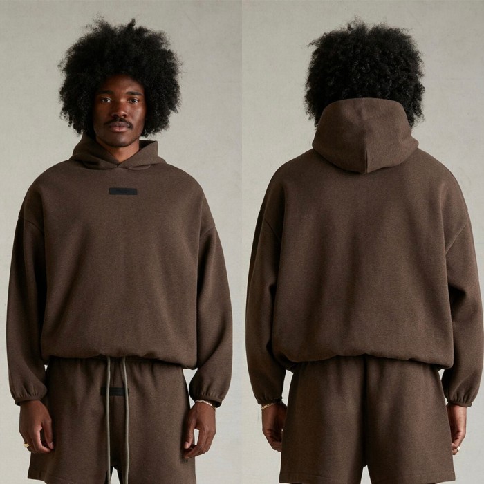 [50% Off]Fear Of God (Essentials) [Big & Tall for weights up to 220 lbs]1:1 quality version Three-dimensional rubber label letter LOGO Hoodie & Sweatpants Set 3 colors 27332671
