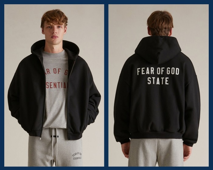 [50% Off]Fear Of God (Essentials) 1:1 quality version STATE Embroidered Letter Zipper Hoodie 4 colors 27417717