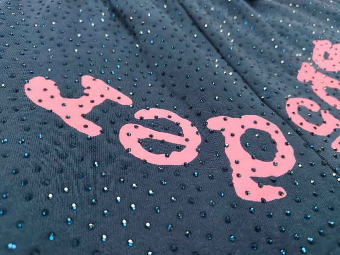 Sp5der 1:1 quality version All Over Starry Rhinestone Curved 3D Letter Print Shorts 7 colors 29487674