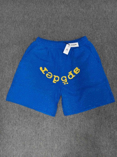 Sp5der 1:1 quality version All Over Starry Rhinestone Curved 3D Letter Print Shorts 7 colors 29487674