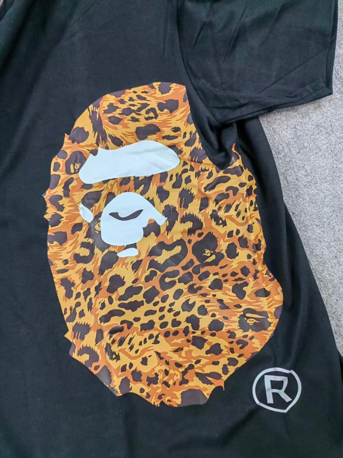 A Bathing Ape Bape Leopard print ape head short sleeved  print T-shirt 2 colors 29053575