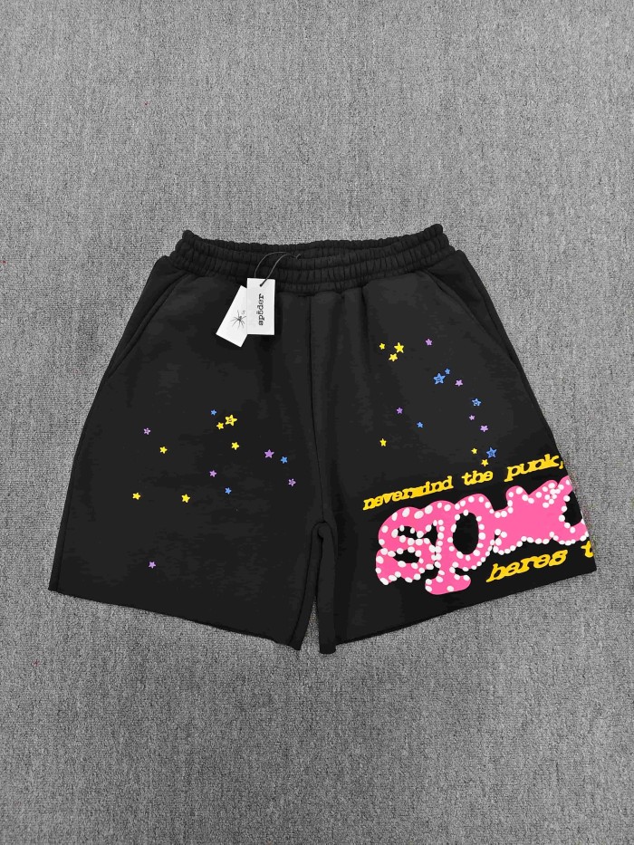 Sp5der Star 3D Raised Dot Foam Letter Slogan Print Shorts 4 colors 29487731