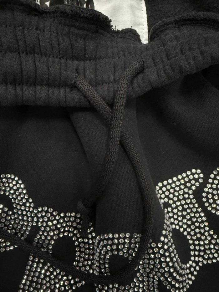 Sp5der 1:1 quality version All Over Rhinestone Curved Letter Star Glove Heart Print Shorts 29487658