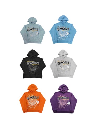 Sp5der Spider Web Puff Letter Scattered Colorful Star Print Hoodie 6 colors 29488674