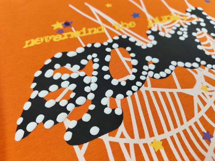 Sp5der Spider Web Puff Letter Scattered Colorful Star Print Hoodie 6 colors 29488674