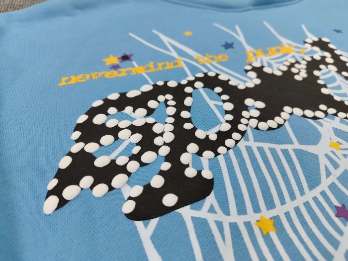 Sp5der Spider Web Puff Letter Scattered Colorful Star Print Hoodie 6 colors 29488674