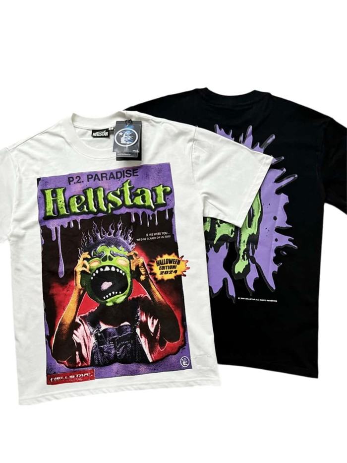 [50% Off]Hellstar Studio Monster Portrait Graffiti Letter Print Tee 27575182
