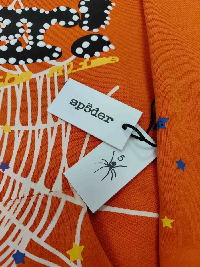 Sp5der Spider Web Puff Letter Scattered Colorful Star Print Hoodie 6 colors 29488674