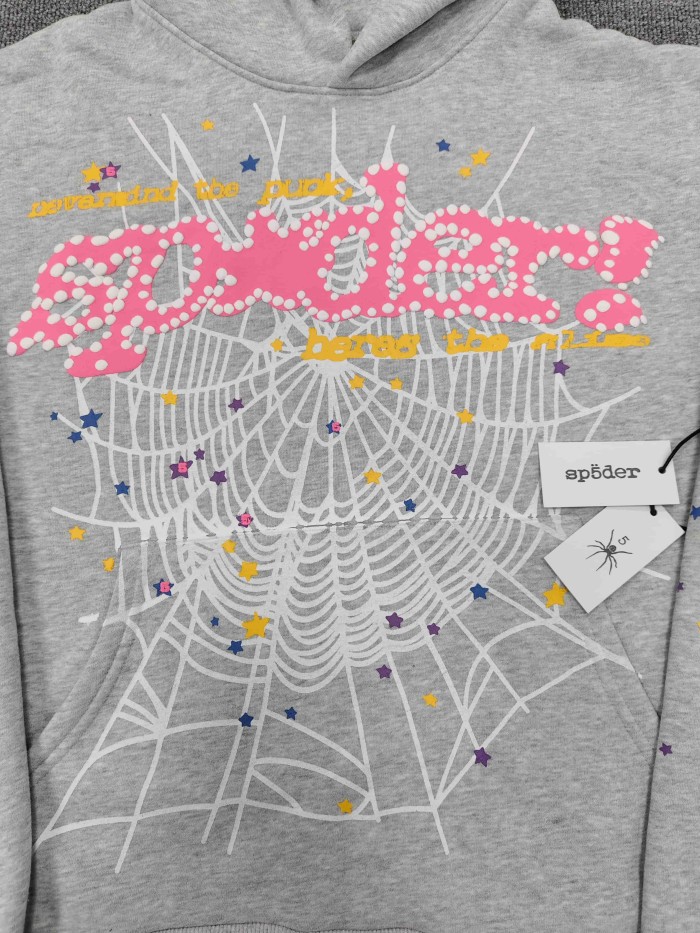 Sp5der Spider Web Scatter Star Print Dotted Foam Letter Slogan Print Hoodie 3 colors 29488587