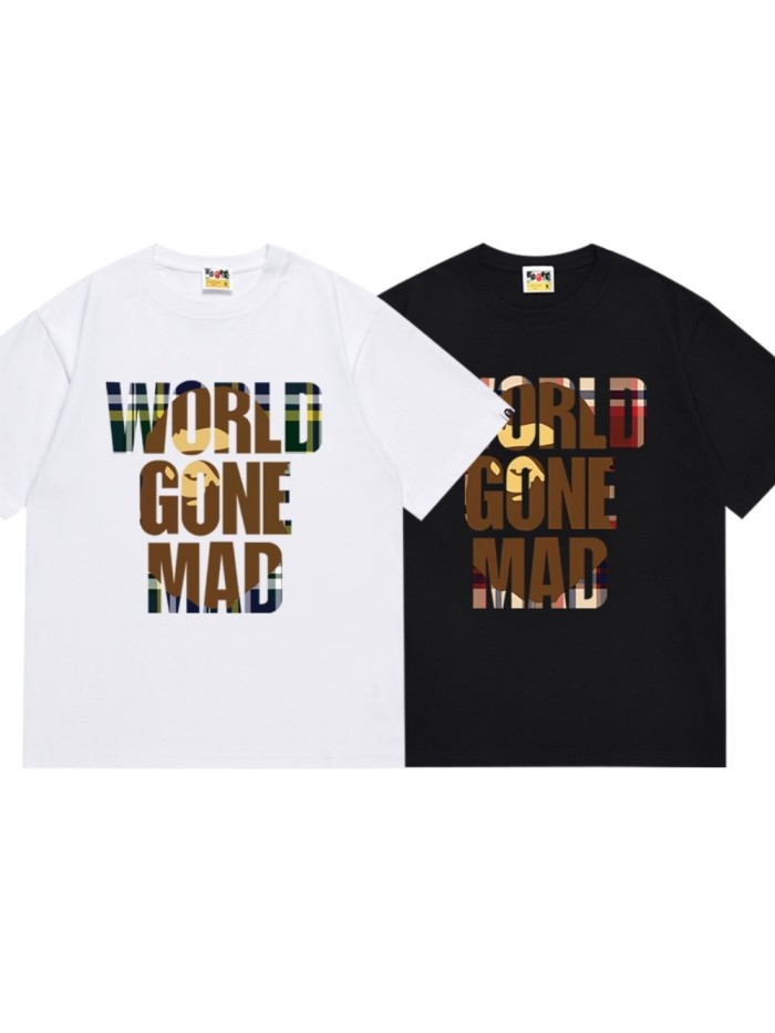 [50% Off]A Bathing Ape Bape Plaid Lettered Ape Head Tee 2 colors 27568891