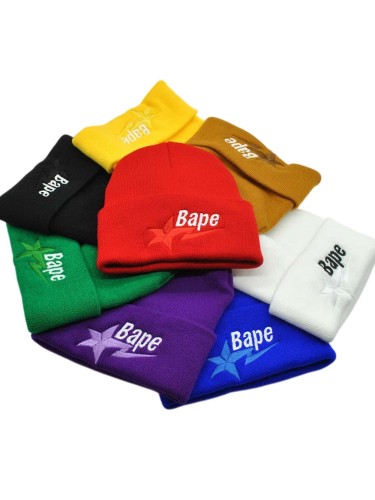 NEW YEAR GIFT A Bathing Ape Bape Lightning Star Letter Embroidered Knit Beanie 9 colors 27575176