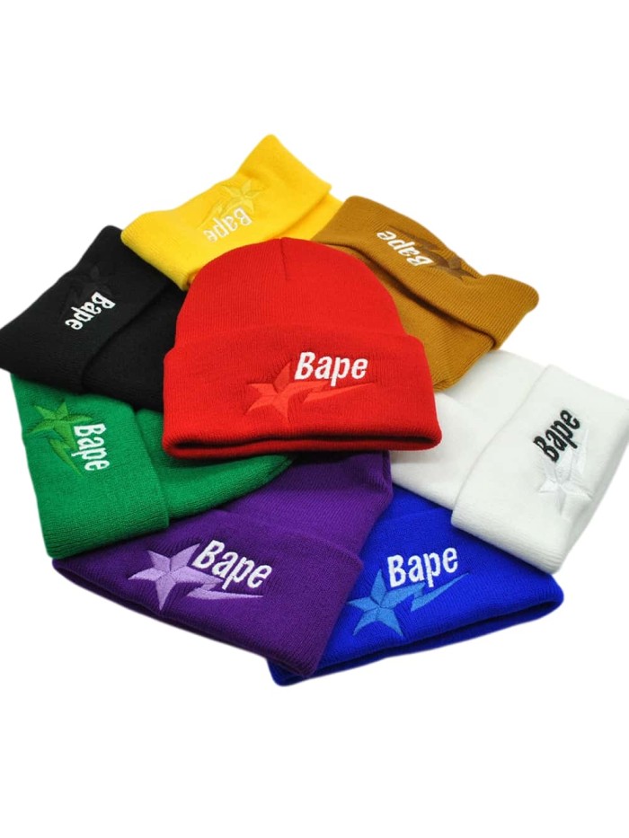 NEW YEAR GIFT A Bathing Ape Bape Lightning Star Letter Embroidered Knit Beanie 9 colors 27575176