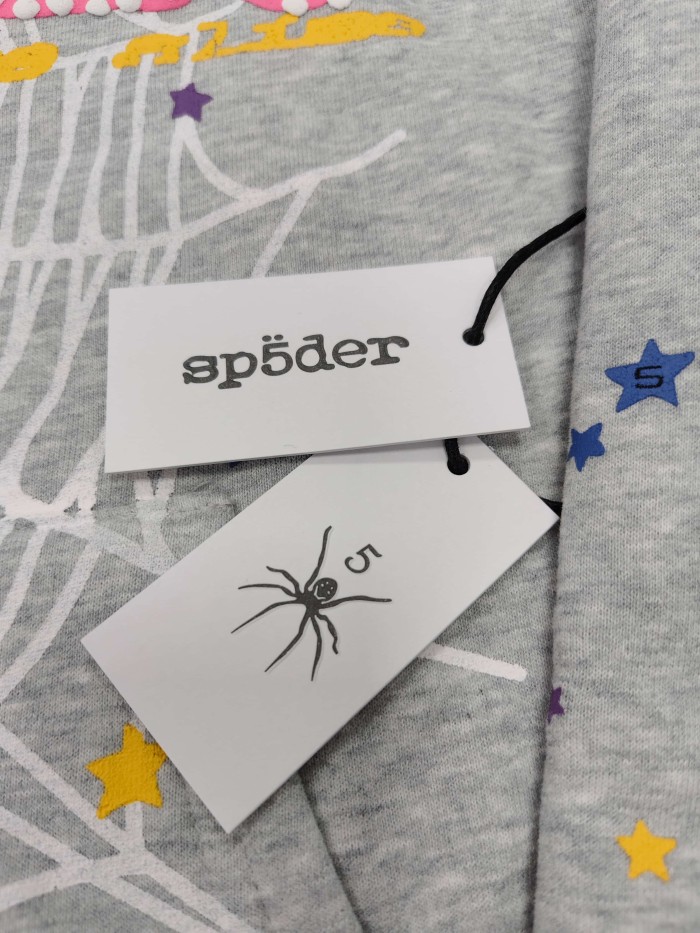 Sp5der Spider Web Scatter Star Print Dotted Foam Letter Slogan Print Hoodie 3 colors 29488587