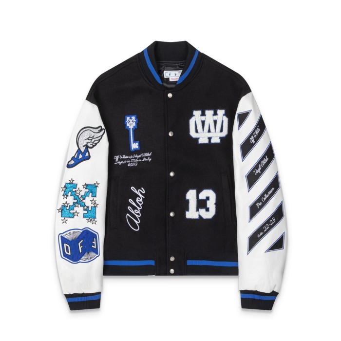 [50% Off]Off-white Pegasus Embroidered Rhinestone Baseball Jacket 27566364