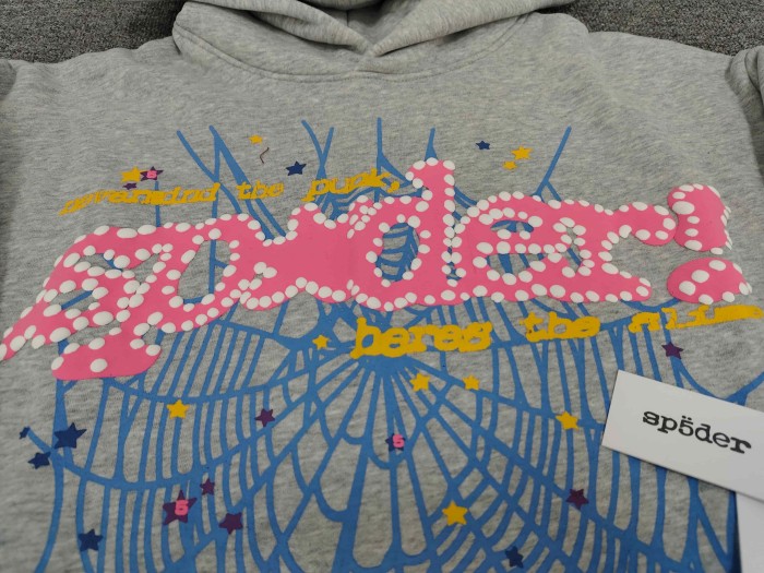 Sp5der Spider Web Scatter Star Print Dotted Foam Letter Slogan Print Hoodie 3 colors 29488587