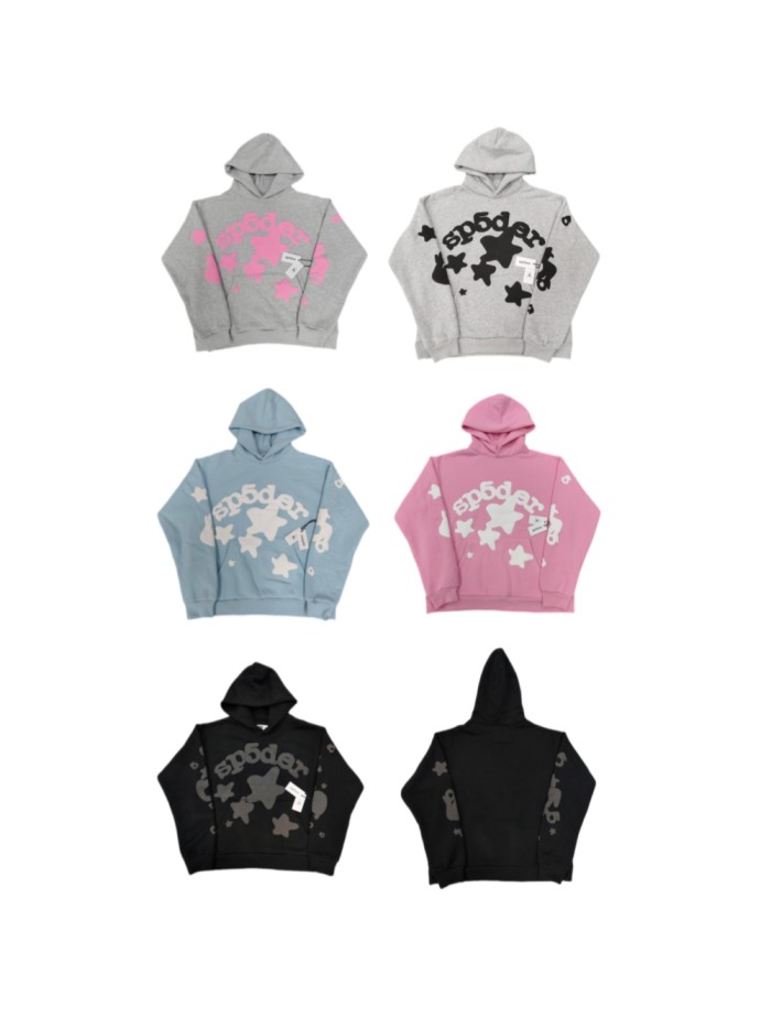 Sp5der 3D Foam Arc Bold Letter Irregular Star Print Hoodie 5 colors 29488627