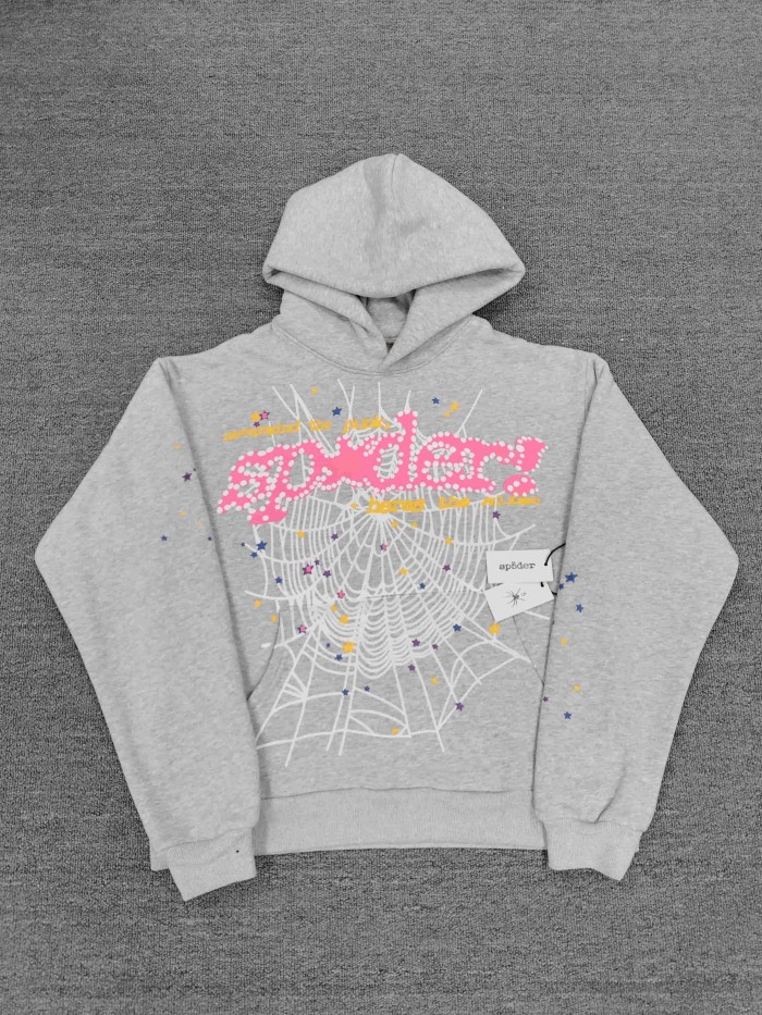 Sp5der Spider Web Scatter Star Print Dotted Foam Letter Slogan Print Hoodie 3 colors 29488587