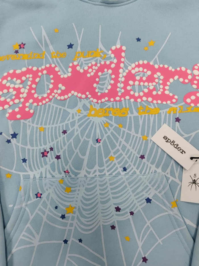 Sp5der Spider Web Scatter Star Print Dotted Foam Letter Slogan Print Hoodie 3 colors 29488587