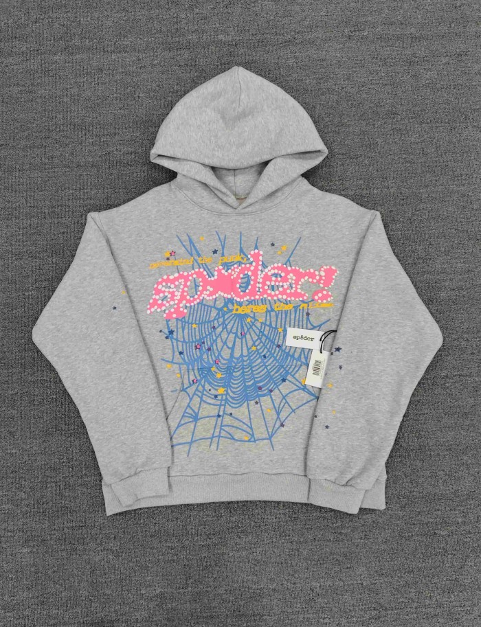 Sp5der Spider Web Scatter Star Print Dotted Foam Letter Slogan Print Hoodie 3 colors 29488587