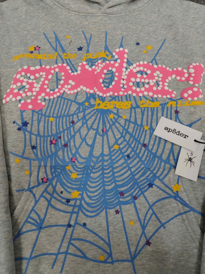 Sp5der Spider Web Scatter Star Print Dotted Foam Letter Slogan Print Hoodie 3 colors 29488587