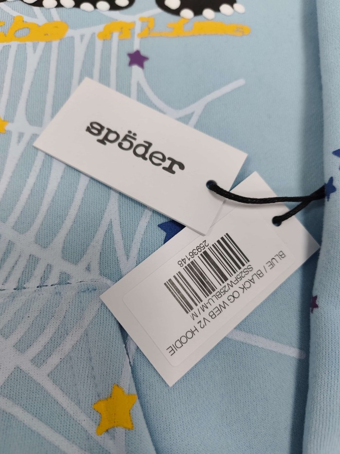 Sp5der Spider Web Puff Letter Scattered Colorful Star Print Hoodie 6 colors 29488674