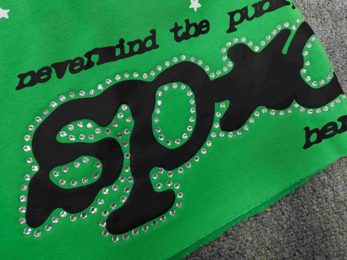 Sp5der Star Scatter Rhinestone Hotfix Letter Slogan Print Shorts 2 colors 29488570
