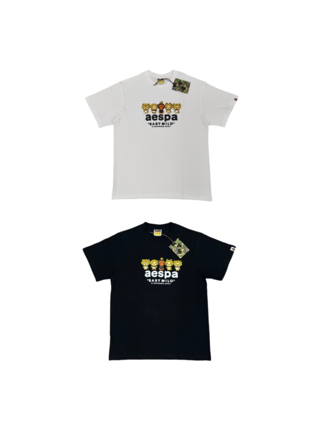 A Bathing Ape Q Version Hooded Cartoon Character Letter Slogan Print Minimalist Tee 2 colors 29491162