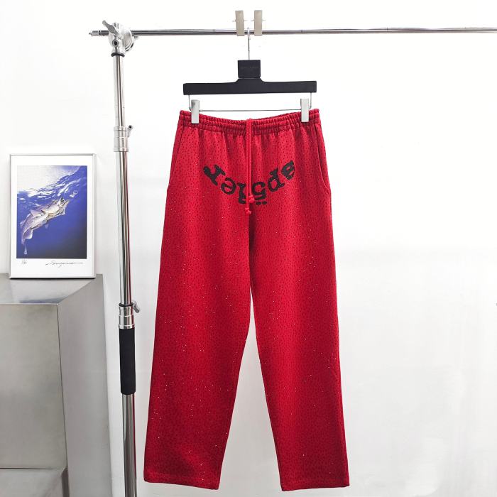 [50% Off]Sp5der [Big & Tall for weights up to 220 lbs]1:1 quality version  Full print rhinestone monogrammed VVS hoodie & pants set 2 colors 27650264