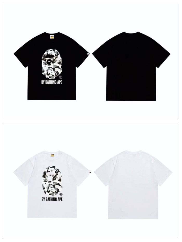 [50% Off]A Bathing Ape Bape Classic Black White Grey Camouflage Big Ape Head Print  tee 2 colors 27648164