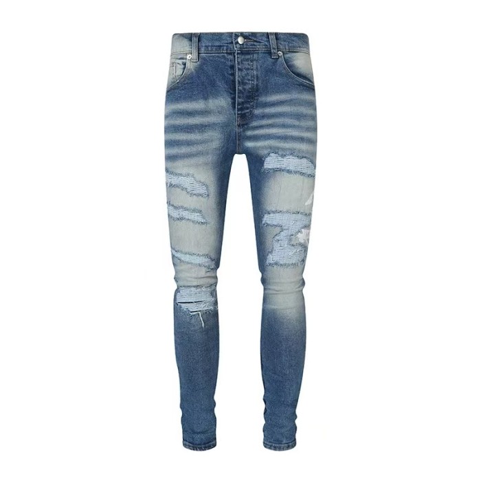 Amiri 1:1 quality version Washed Boro Repair Distressed Hollywood Skull Print Skinny Jeans 29491561