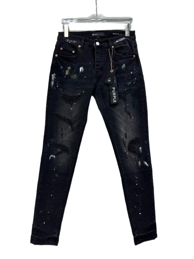 [50% Off]Purple Brand 1:1 quality version Colorful Splash Ink Rubbed Jeans 27615577