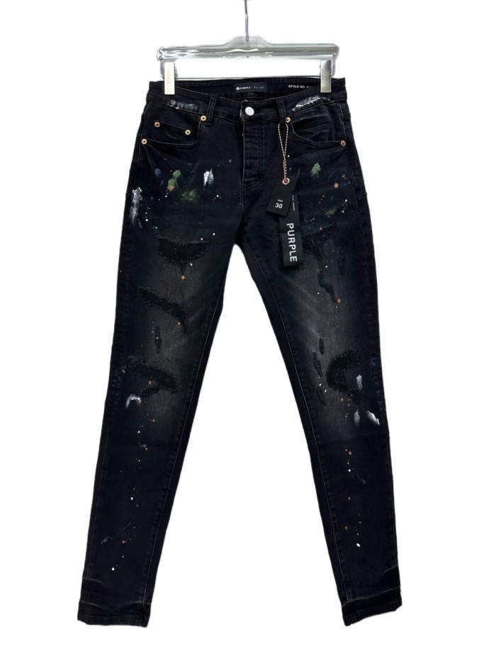 [50% Off]Purple Brand 1:1 quality version Colorful Splash Ink Rubbed Jeans 27615577