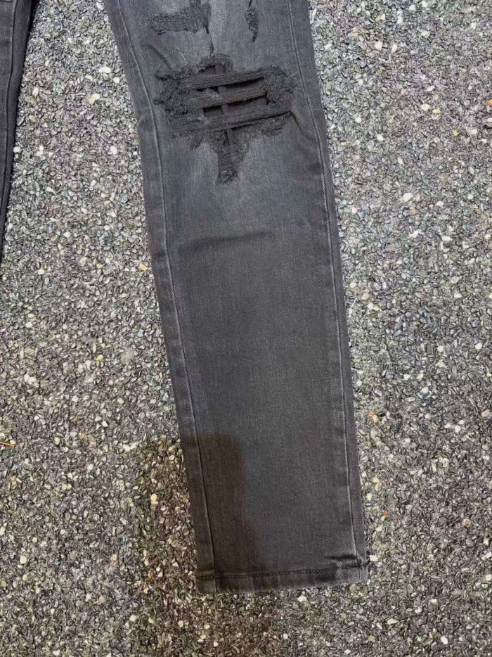 Amiri 1:1 quality version Vintage Washed Distressed Chenille Letter Patch Skinny Jeans 29491486