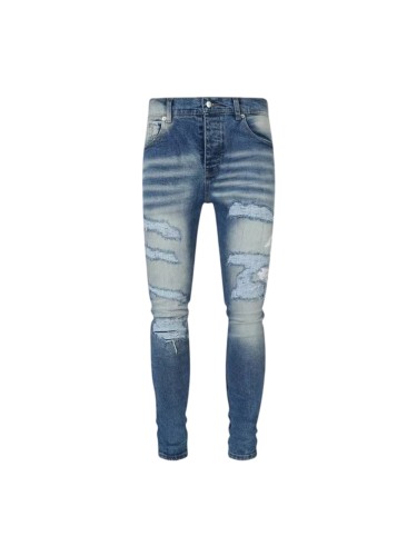 Amiri 1:1 quality version Washed Boro Repair Distressed Hollywood Skull Print Skinny Jeans 29491561