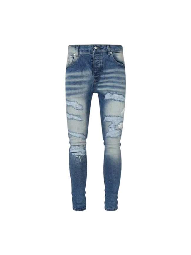 Amiri 1:1 quality version Washed Boro Repair Distressed Hollywood Skull Print Skinny Jeans 29491561