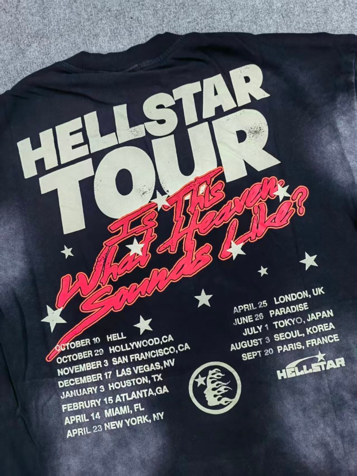 Hellstar Studio 28030658 Flame Letter Print Washed Version Tee & Shorts Set