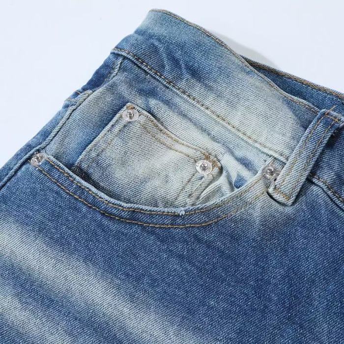Amiri 1:1 quality version Washed Boro Repair Distressed Hollywood Skull Print Skinny Jeans 29491561
